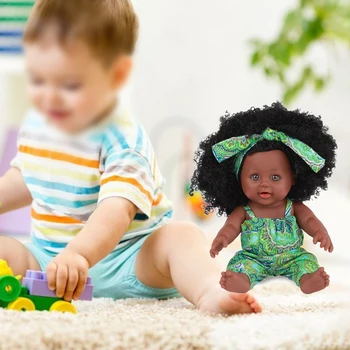 

30cm 12inch Realistic Black Baby Doll Toys Lifelike For Kids Children Reborn Home Play Birthday Gift African Soft Vinyl Cute