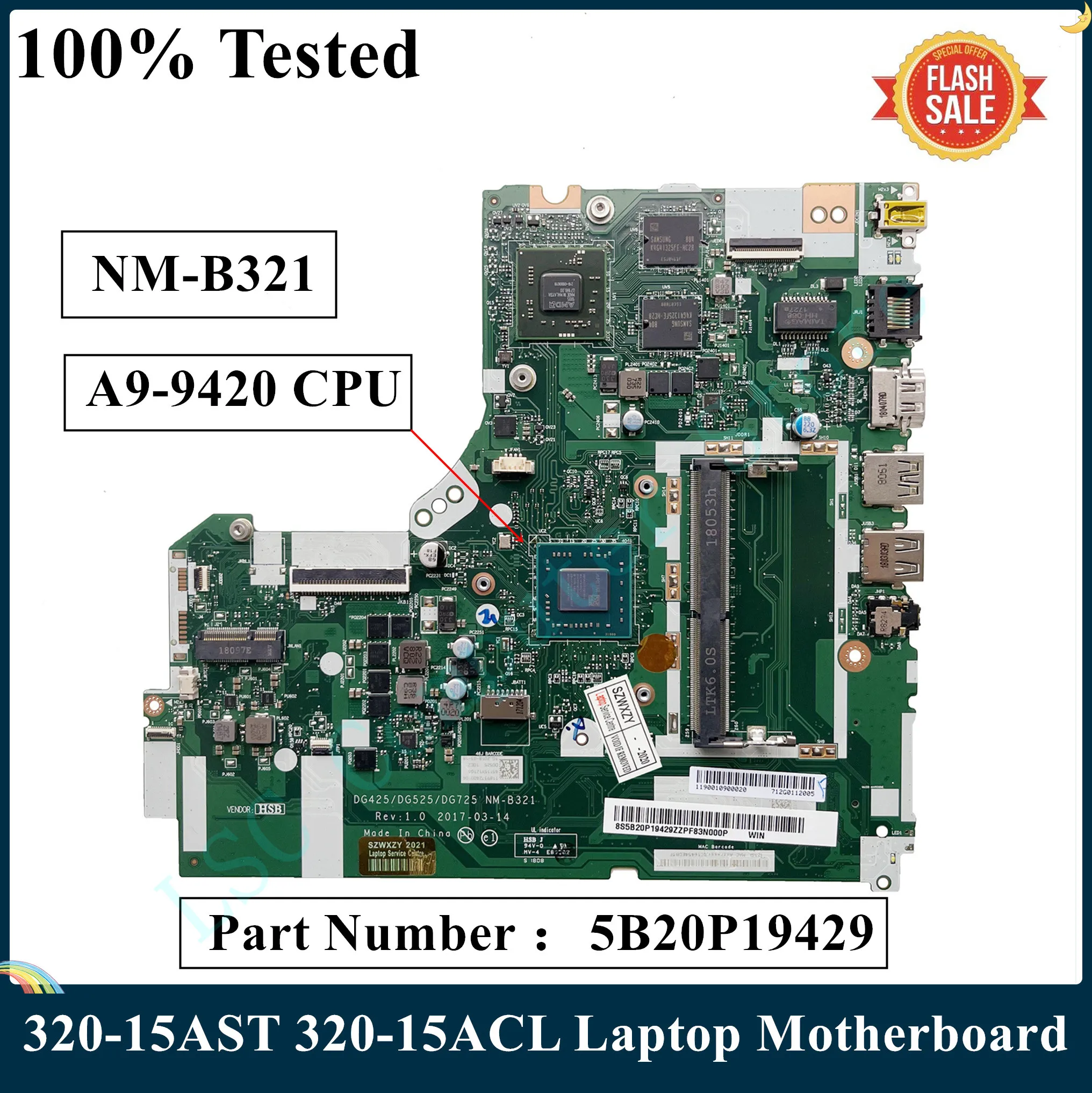 Материнская плата LSC для ноутбука Lenovo Ideapad 320-15AST 320-15ACL системная центральный