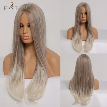 

EASIHAIR Long Silky Straight Hair Wigs Light Blonde Ombre Synthetic Wigs Heat Resistant Cosplay Wigs For Black/White Women