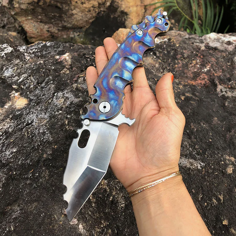 G10 военные люди складной нож D2 стальное лезвие Ручка Кемпинг Открытый EDC инструмент резак - Цвет: Белый