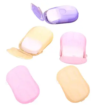 

8 Box/160pcs Disposable Cleaning Paper Soap Flakes Mini Portable Hand Soap Dispensers With Storage Dishes Box Random Color