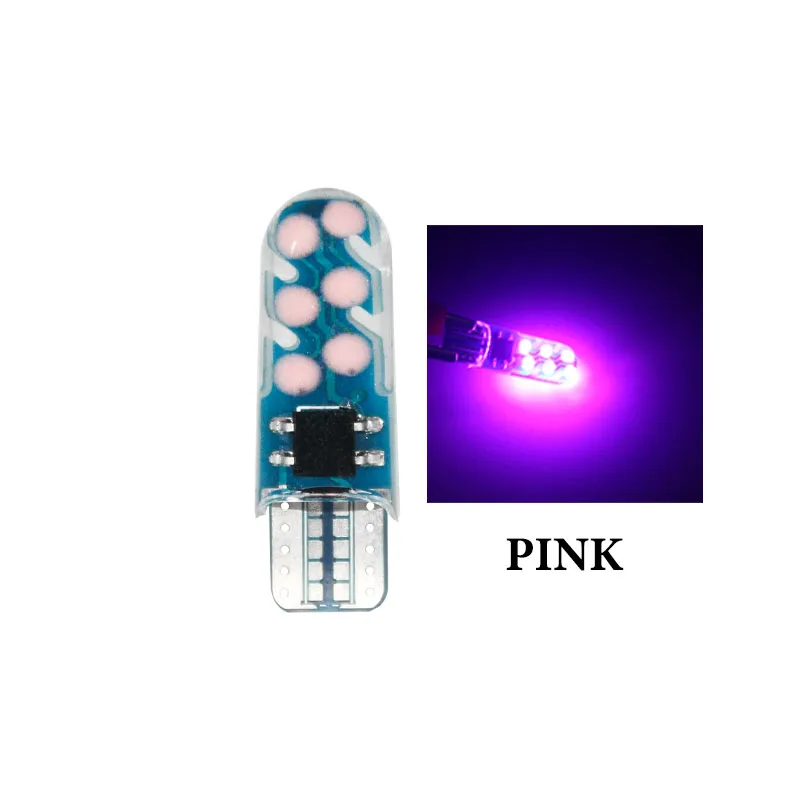 Розовый 100 шт. Автомобильный светодиодный T10 w5w 194 12SMD Светодиодный лампочки Canbus без ошибки силиконовый светодиодный Светлый купол разрешение на парковку пластина лампы 12V - Испускаемый цвет: Розовый