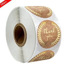 

500 Pcs Round Thank You Kraft Stickers 1 Inch Gold Labels Wedding Pretty Gift Cards Envelope Sealing Label Stationery Stickers