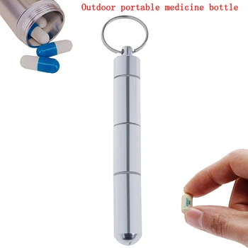 

Metal can Portable Mini Pill Bottle Keychain Aluminum Container Waterproof Travel Medicine Holder Case Keyring Dropshipping