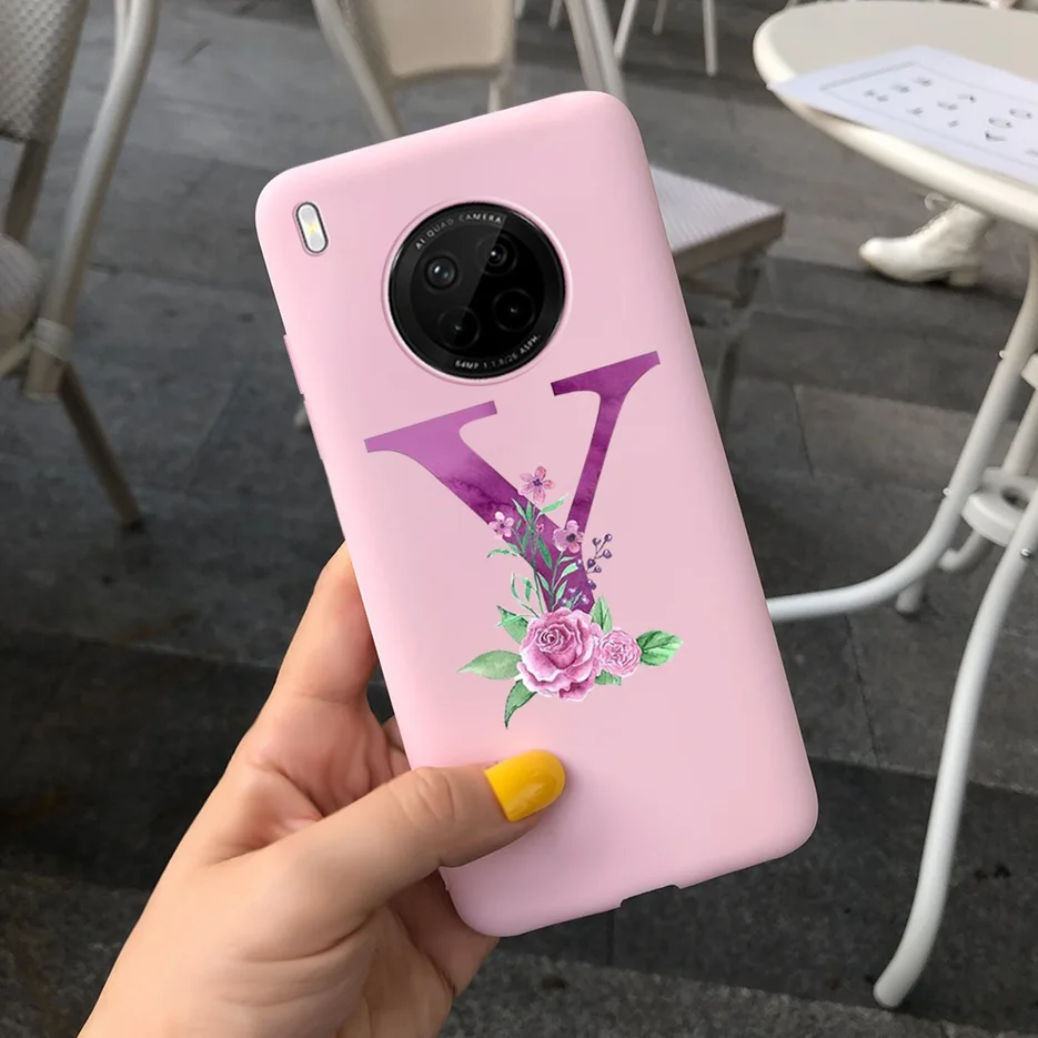 Cute Soft TPU Shockproof Phone Bumper Case with 26 Letters Design