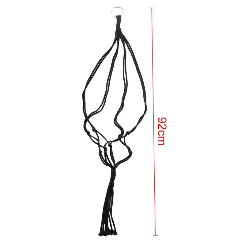 Ручной работы натуральный хлопок веревка макраме шнур Завод Вешалка плетеная висячая корзина, 92 см черный