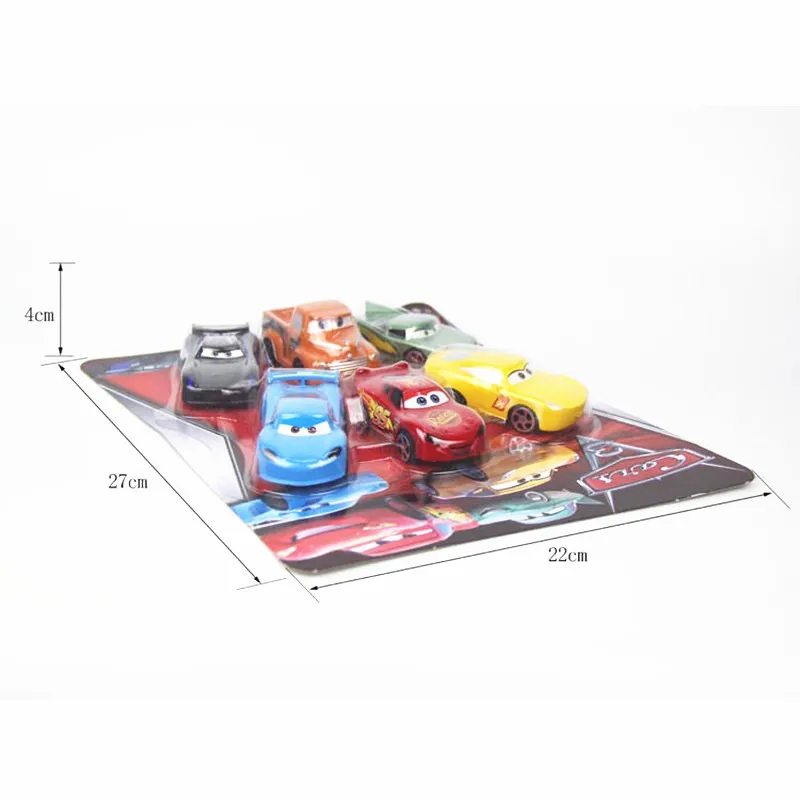 Original box 6Pcs/set Cars Disney Pixar Cars 3 Lightning McQueen Mater Somkey 1:55 Diecast Car Model for Kids Christmas Gift