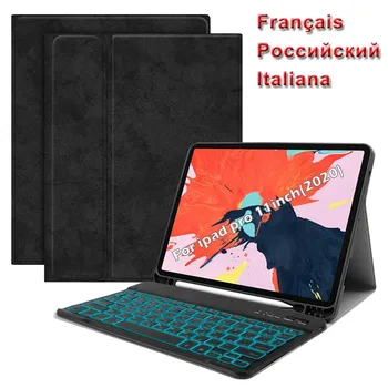 

Keyboard For iPad Pro 11 Inch 2020 French/Russian/Italian Bluetooth Keyboard 7 Colors Backlit and Leather Tablet Protective Case
