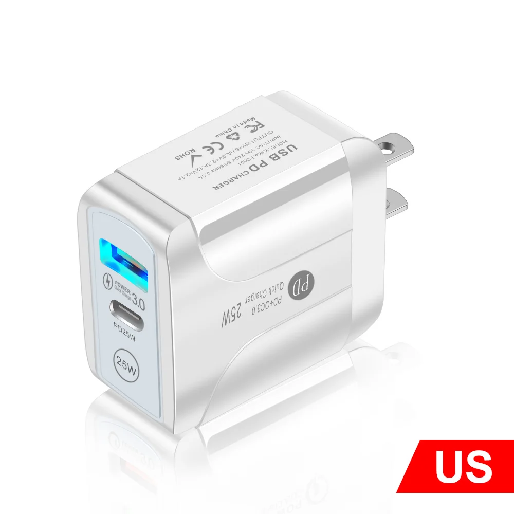 PD 25W Cell Phone Charger Quick Charge 3.0 Type C USB Charger For iPhone13 Pro Max Samsung Xiaomi Mobile Phone Fast Charging usb fast charge Chargers