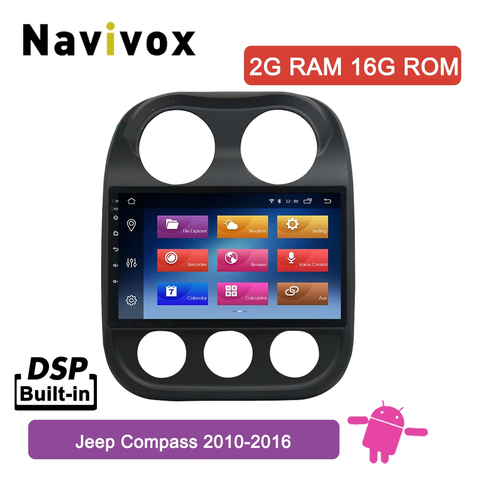  Navivox 10.1 inch Android 8.1 for Jeep Compass 2010-2016 Car DVD GPS Navigation Radio Audio Video M