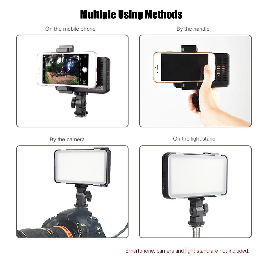 Godox Мини светодиодный вспышка для видеокамеры 5600K приглушаемая Фотографическая заполняющая лампа с регулируемым кронштейном для крепления телефона
