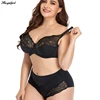 Plusgalpret Floral Lace Women Lingeries Full Cup Half-Transparent Plus Size Bra Unlined Bh Ultra Thin Female Briefs 5Xl 6Xl 7Xl ► Photo 1/6