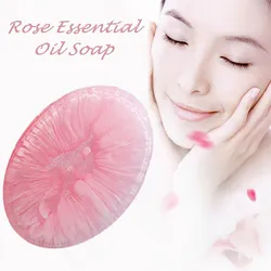 1 PC Handmade Universal Skin Care Cleansing Soap Mite Removal Oil Control Rose Essential Oil Soap