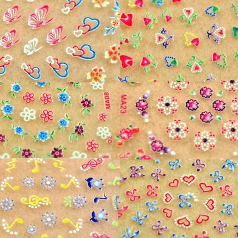 Стикеры 3D на ногти Nail Art миколор форма цветок Маникюр Наклейка