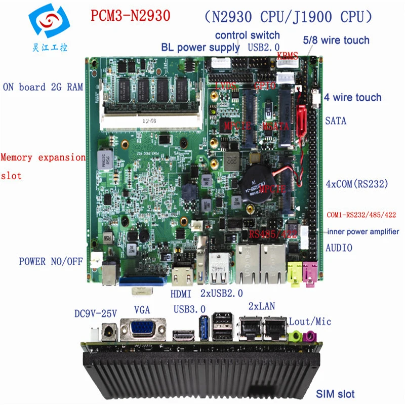 US $187.15 Intel Quad Core J1900 CPU Tablet Computer Motherboard Support HDMI Mini Fanless Mainboard PCB With Wifi