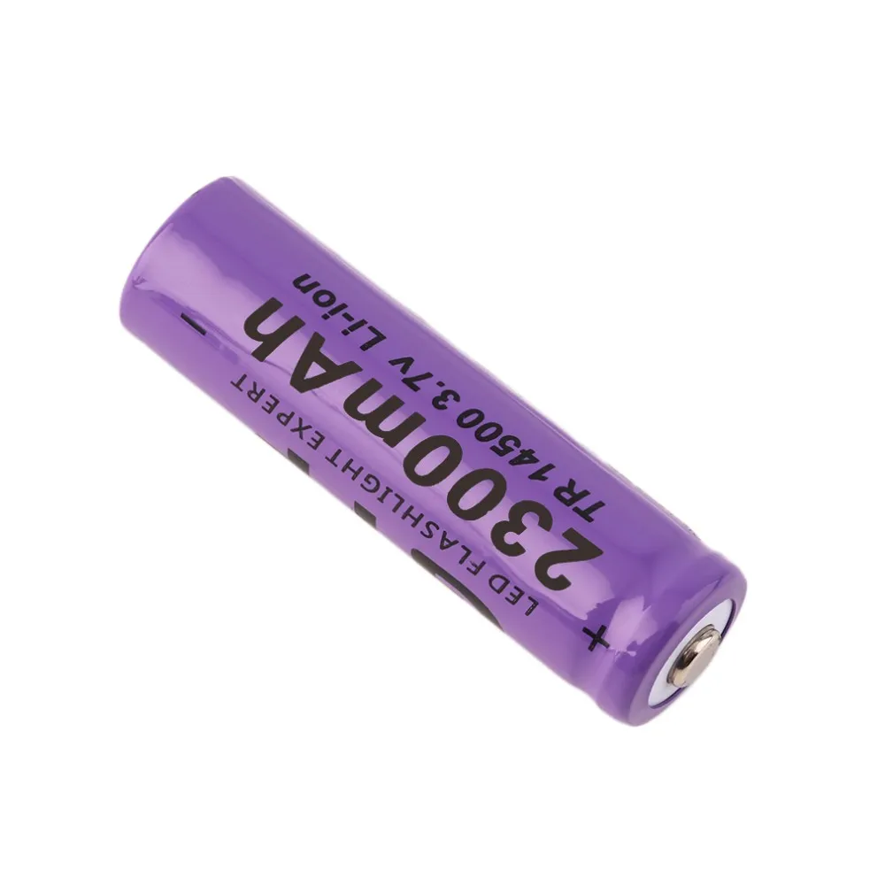 IN STOCK! 4 pcs Purple 14500 3.7 V 2300 mAh Li-Ion Rechargeable Battery
