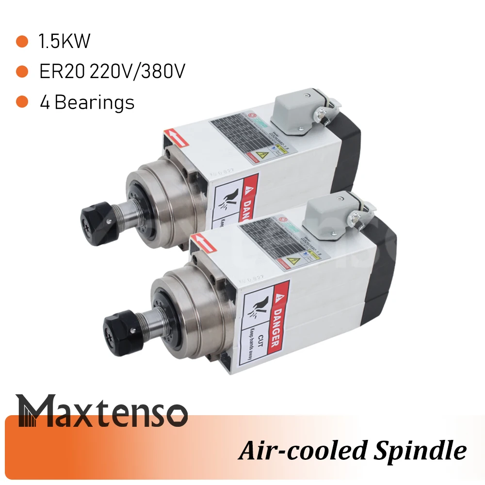 MAXTENSO 1.5KW 220V 380V Air cooling Spindle Motor CNC Router ER20 Air-cooled spindle for Engraving Milling Machine GDZ93x82-1.5