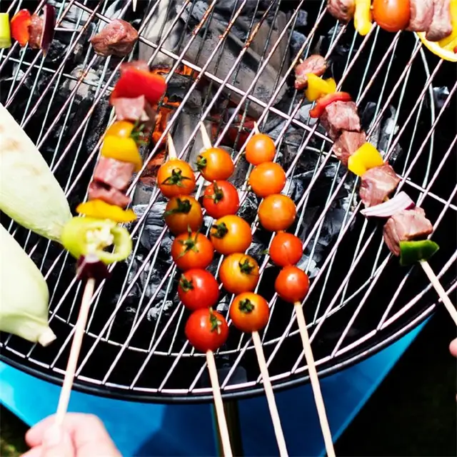 18 Cm*3 Mm-Es Négyzet Alakú Bambuszpálcák Fa Grill Nyárs Eldobható Étel Cukorka Alma Hús Gyümölcs Tű Étterem 100-500Db - Image 5