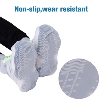 

1 Pair Reusable Silicone Shoe Cover L/XL Waterproof Rain Shoes Covers Outdoor Camping Non-Slip Rubber Rain Boot Overshoes