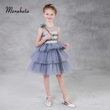 

Little Girls Birthday Party Dresses Princess Tiered Knee-length Flower Girl Dresses Ball Gown Tulle Toddler Pageant Dresses 2019