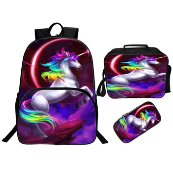 

3pcs/set Cute Cartoon Printing Unicorn Kids Baby School Bags Children Backpacks for Girls Suit Bookbag Boys Schoolbag
