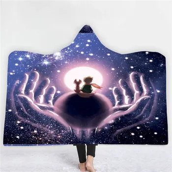 

Galaxy Starry Sky Print Cosmic Sky Hooded Blanket Wool and Cashmere Blanket Winter Thick Comfy TV Warm Hooded Blanket