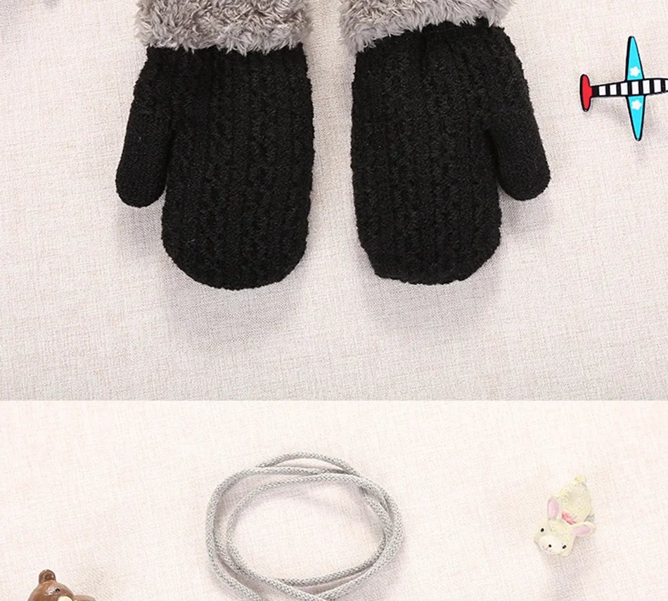 Mittens For Children Children's Mittens Winter Wool Knitted Gloves Children Warm Rope  1-4 years old boy girl Baby Gloves designer baby accessories