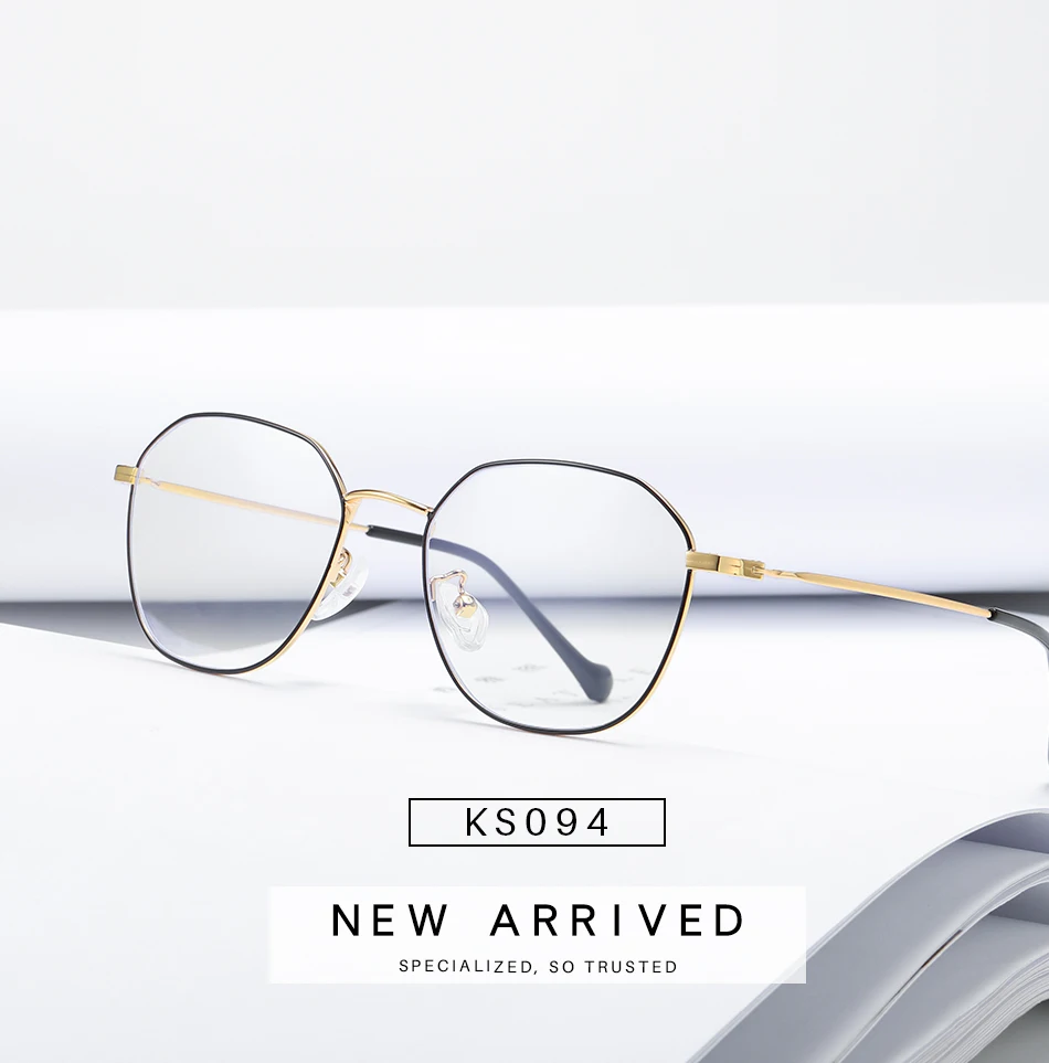 Kisunrise New Anti Blue Light Polygon Optical Frame Fashion Woman Men Glasses Retro Myopia Frames Metal Eyeglasses KS094