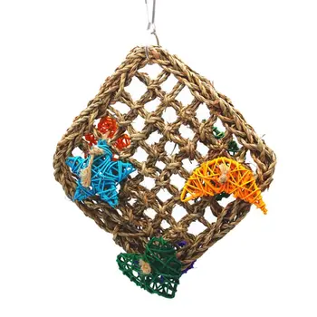 

Parrot Woven Climbing Net Bird Swing Chew Rope Rattan Hammock Hanging Bite Toys