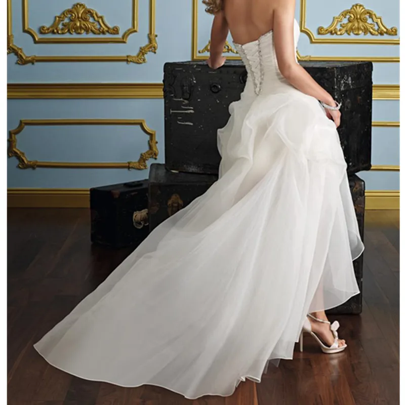 Vestido De Noiva Hi-low тюль для платья невесты свадебное платье на шнуровке сзади Свадебное платье es