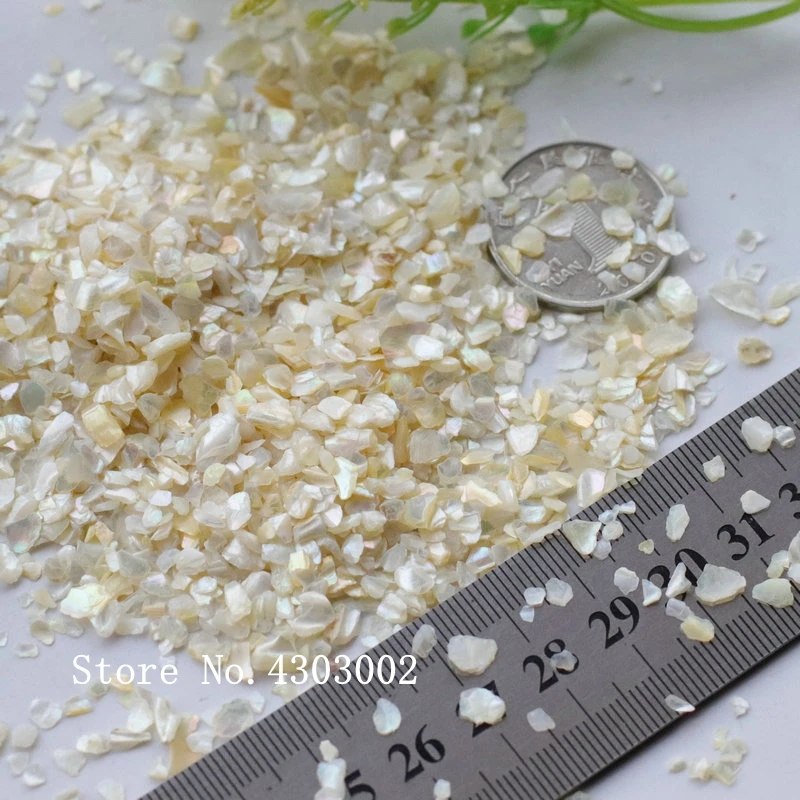 

100g/lot Natural White Crushed Mother of Pearl shell for DIY Jewelry Crushed MOP Pearl shell Chips for fake nails