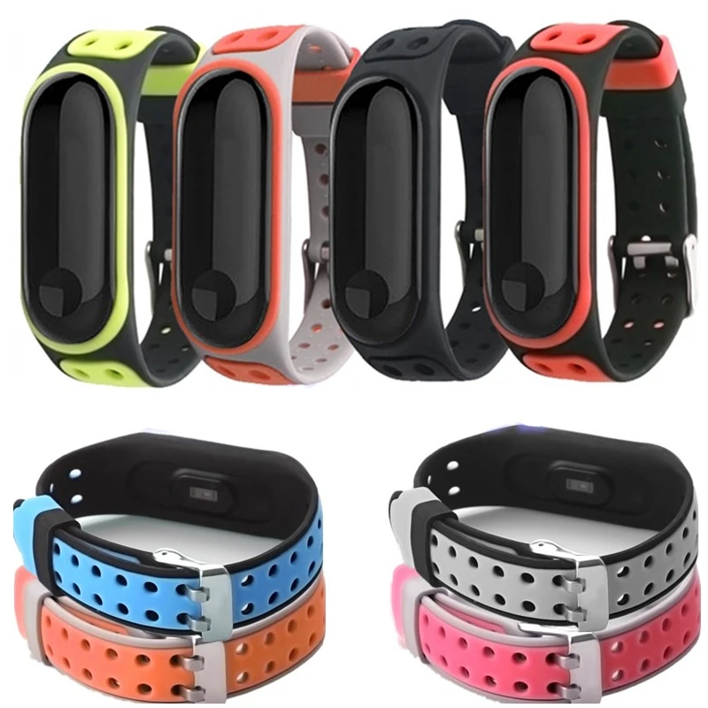 Силиконовый спортивный ремешок мягкий дышащий для Xiaomi Mi band 4 совместимый с Band 3