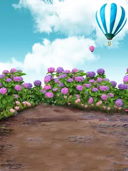 

White clouds balloon photo background vinyl hydrangea outdoor photography backdrops for kids photo studio kits photophone S-1953