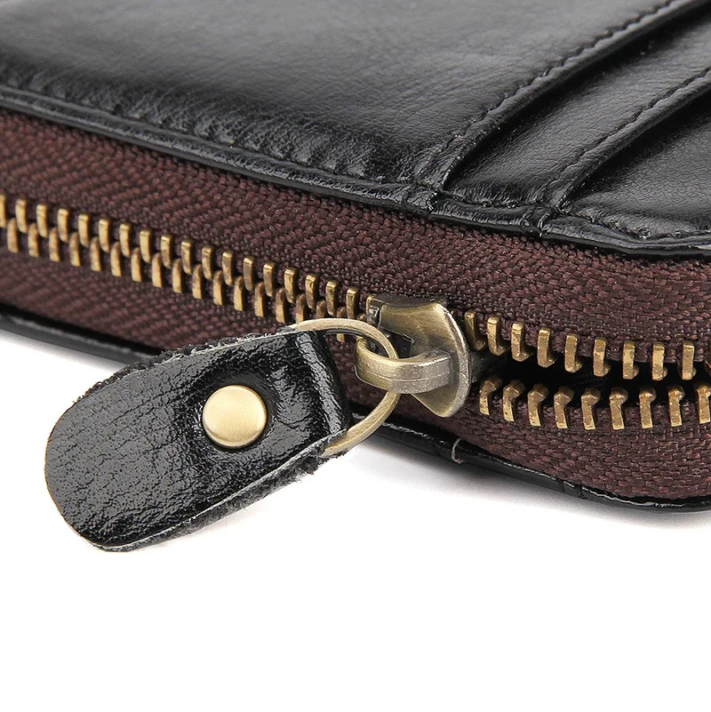 MAHEU Genuine Leather Card Purse Men Women ID Credit Card Zipper Mini Coin Purse with Multi Card Slots Hot Selling Designs