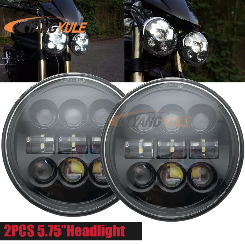 2X5,75 дюймов Железный 883 Dyna налобный фонарь 5 3/" светодиодный DRL для Triumph Rocket iii 3 speed Tripl& Street Triple 5,75" лампа
