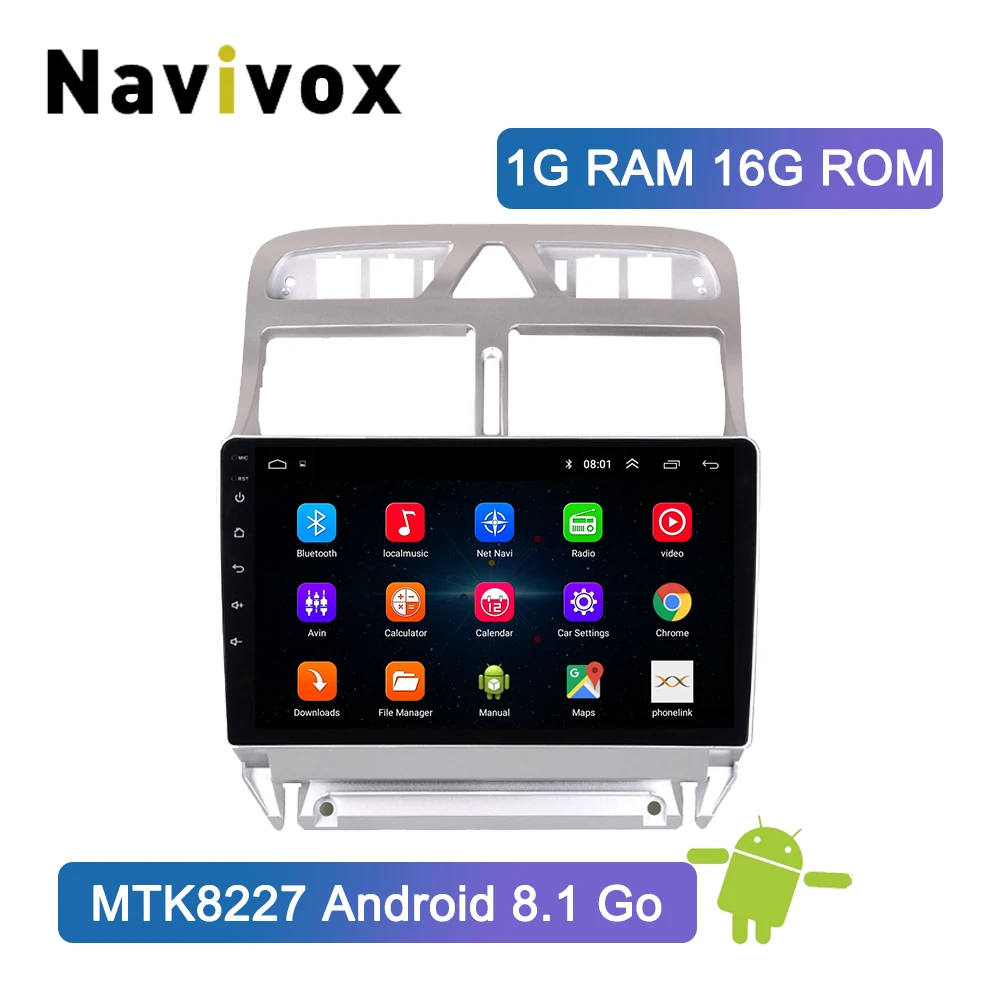 Navivox Android 8,1 2 din Автомобильный dvd-плеер gps навигация Мультимедиа для peugeot 307 307 CC 307SWC радио 2002-2013 стерео - Цвет: 1G RAM 16G ROM
