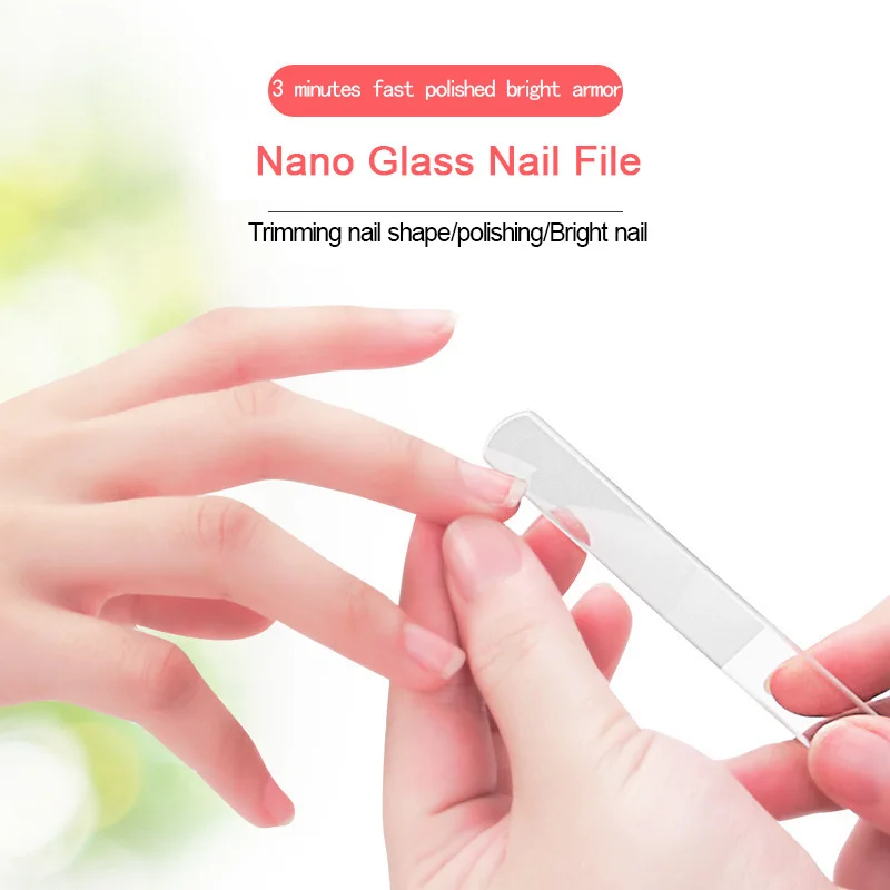 ANGNYA 1Pcs Professional Nano Glass Nail File Transparent Buffer Block Shiner Manicure Sanding Polishing Grinding Nail Art Tools