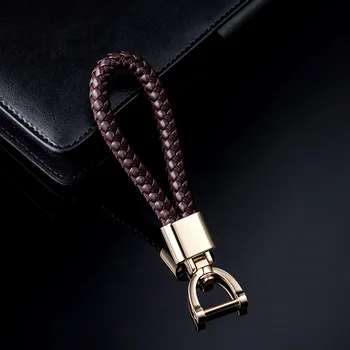 

PU Leather Braid Woven Rope Car keychain Ring Leather Car Keychain Creative Gift for Women and Men Car Key Holder For Car Brand