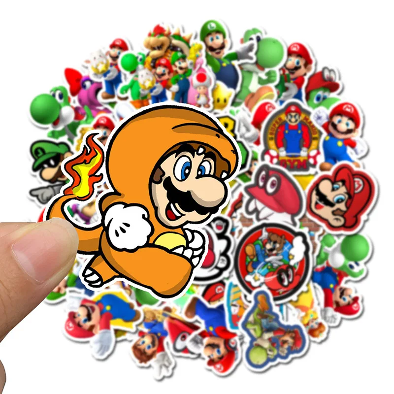 50 шт./пакет Мультфильм Игры Супер наклейка Марио Goomba Troopa Bowser персик Луиджи Йоши Детская гитара граффити Марио Bros Adesivos