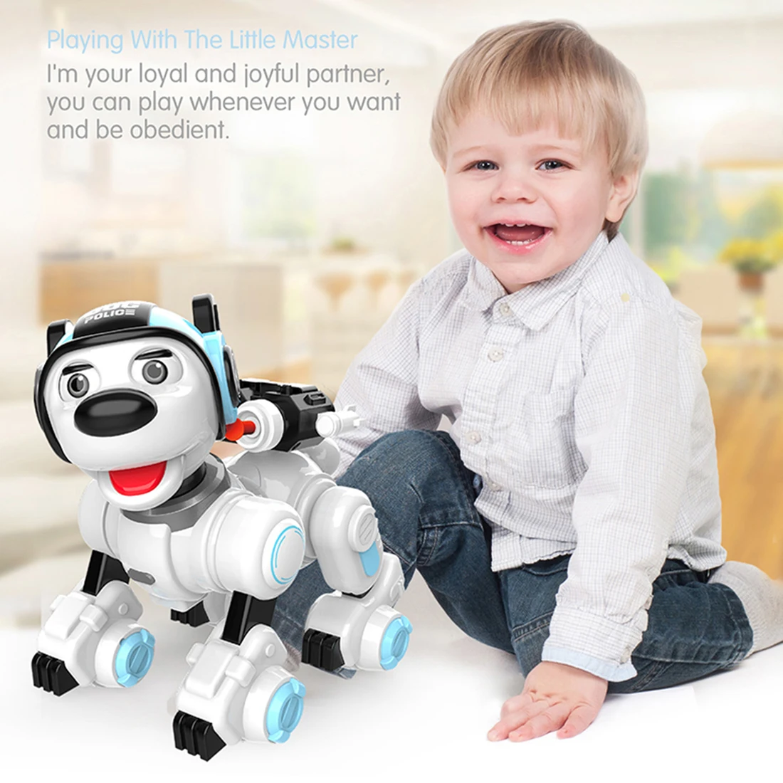 Детская интеллектуальная роботизированная собака с дистанционным управлением, Интерактивная ходьба, танцы, пение, программируемый робот, Полицейская собака для детей, подарок
