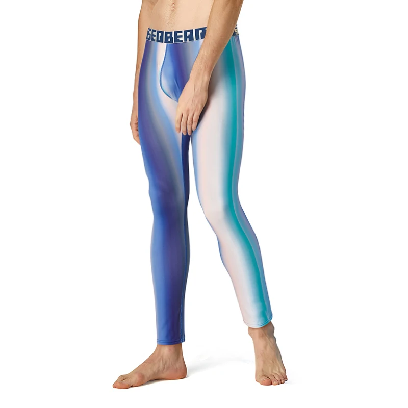 NEW SEOBEAN Tights Autumn Workout Fitness Mens Sexy Geometrical Pattern Long johns Low Rise Leggings Underpants