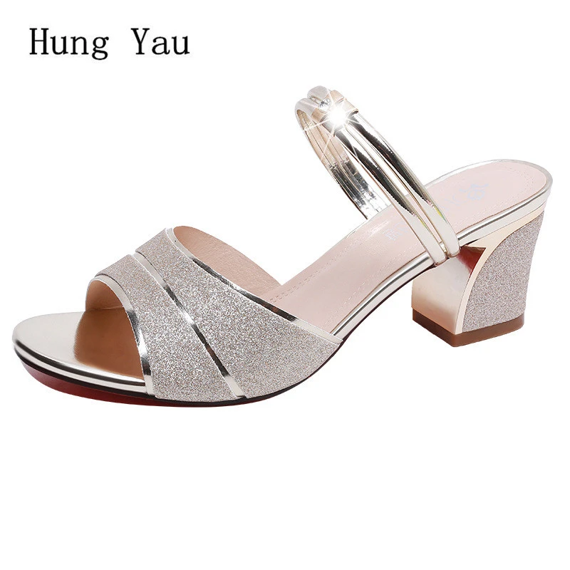 Woman Sandals Shoes Slippers Summer Style Wedges Pumps High Heels Peep Toe Slip On Bling Fashion Gladiator Shoes Women