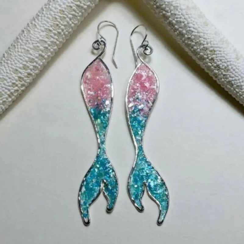 Candy-color Unique Mermaid Tail Pendant Hook Earring Women Jewelry Party Wedding Good Gift
