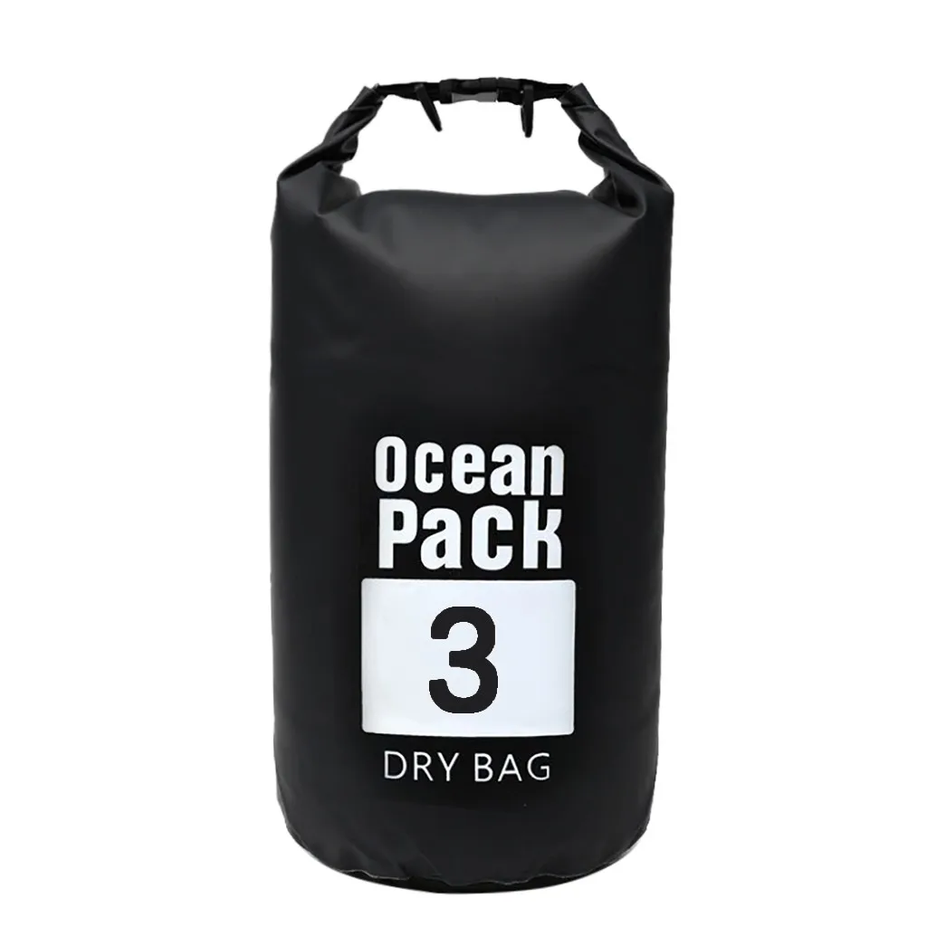 ПВХ Водонепроницаемый сухой мешок Открытый Дайвинг складной хранения Мужчины Женщины Пляж плавательный мешок рафтинг река 3л Водонепроницаемый Рюкзак# PYS - Цвет: black