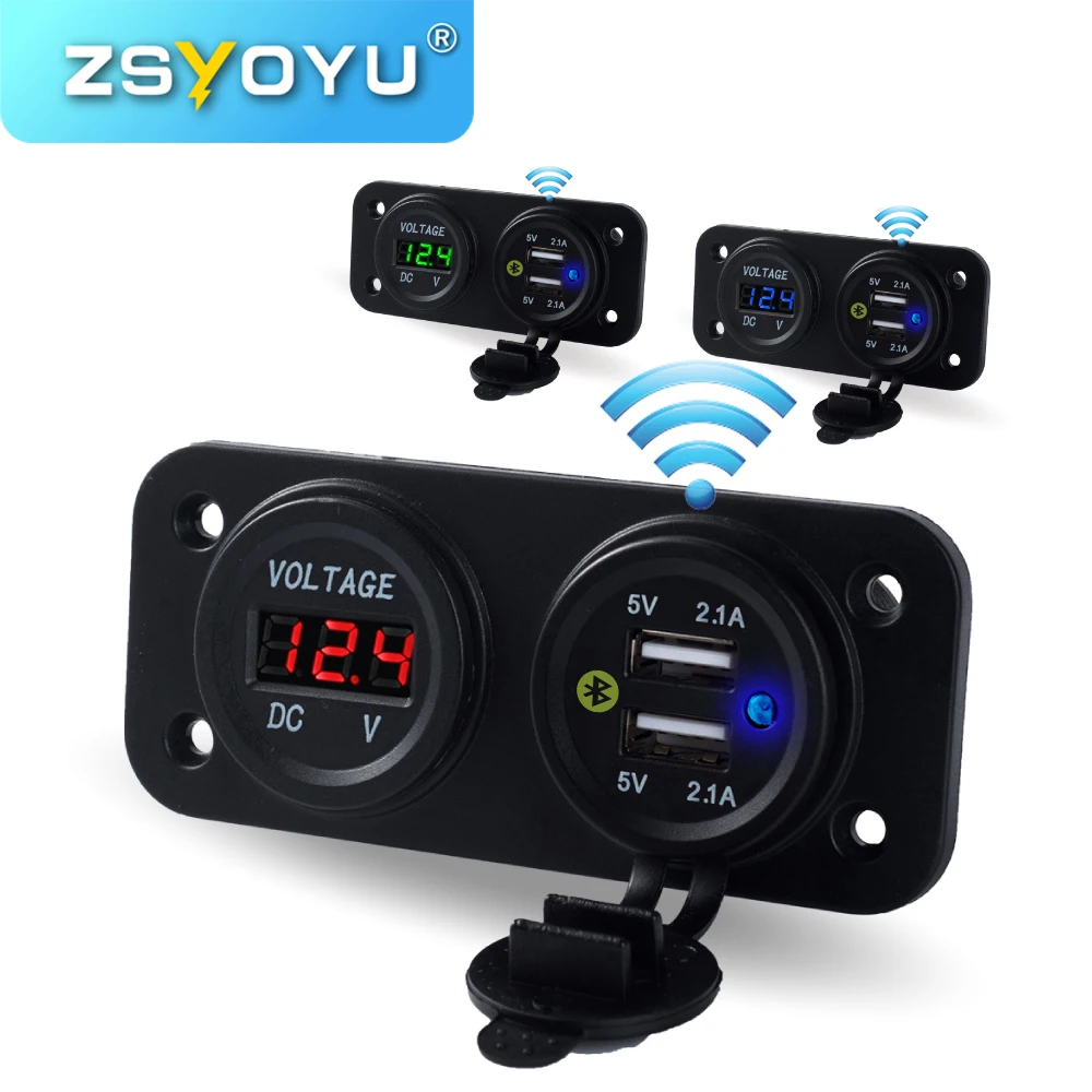 

Quick Car USB Socket Charger 12V USB Car Charger Phone 5V 4.2A 2 Port USB Car Charger Voltmeter 12V USB Socket Parking Location