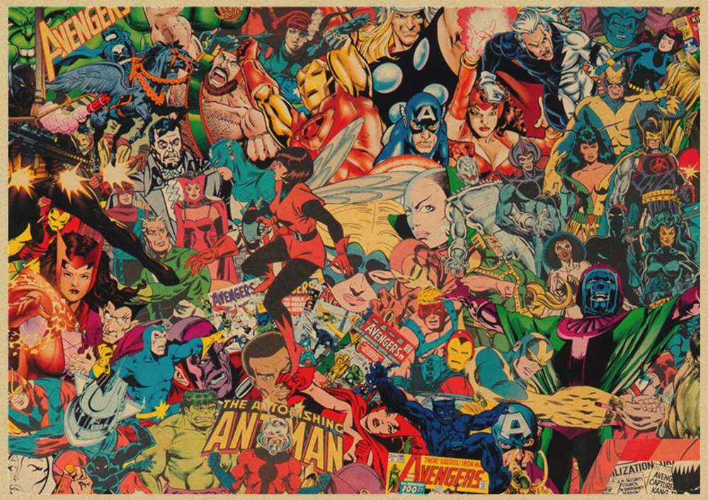 Marvel DC Comics супергерои, Бэтмен, Джокер, Мстители, Супермен, настенный художественный плакат - Цвет: Шоколад