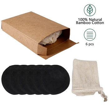 

6Pcs/Set Makeup Remover Pads Reusable Make Up Facial Remover Bamboo Fiber Facial Skin Care Nursing Pads with Mesh Bag