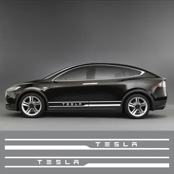 

2PCS For Tesla Model 3 S X P100D Car Door Side Skirt Graphic Vinyl Film Stickers Auto Body Decor Wrap PVC Decals Car Accessories