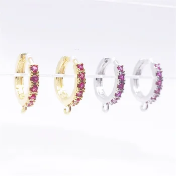 

Peixin 1 Pair DIY Handmade Earring Hook Clasp Rose Red Zircon Brass Earrings Hoop High Quality DIY Jewelry Making Findings