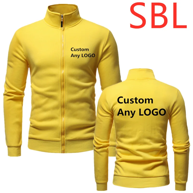 SBL толстовка мужская с любым логотипом, с длинным рукавом, стоячим воротником, модная осенне-зимняя повседневная толстовка, спортивные костюмы, куртка на молнии - Цвет: Yellow
